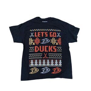 MELMARC Let's Go Ducks Christmas Holidays Shirt Men's XL Blue Anaheim NHL​​​​​